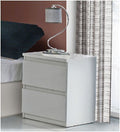 Louise white gloss two-drawer bedside table
