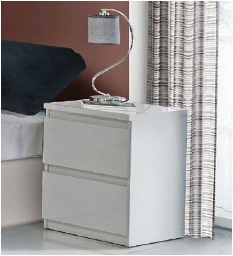 Louise white gloss two-drawer bedside table
