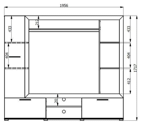 Lucerne light oak effect TV wall unit with black interior