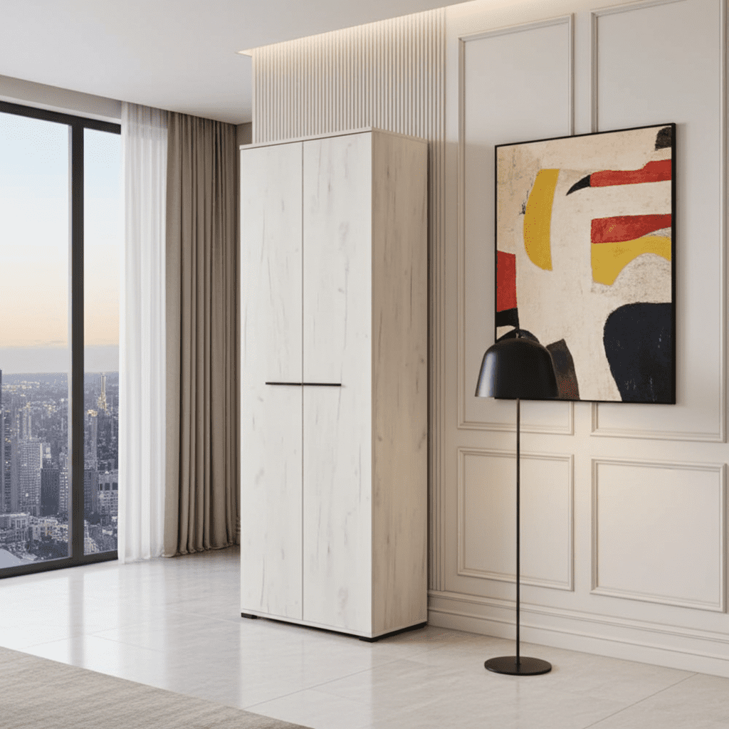 Lucerne light oak effect narrow two-door wardrobe