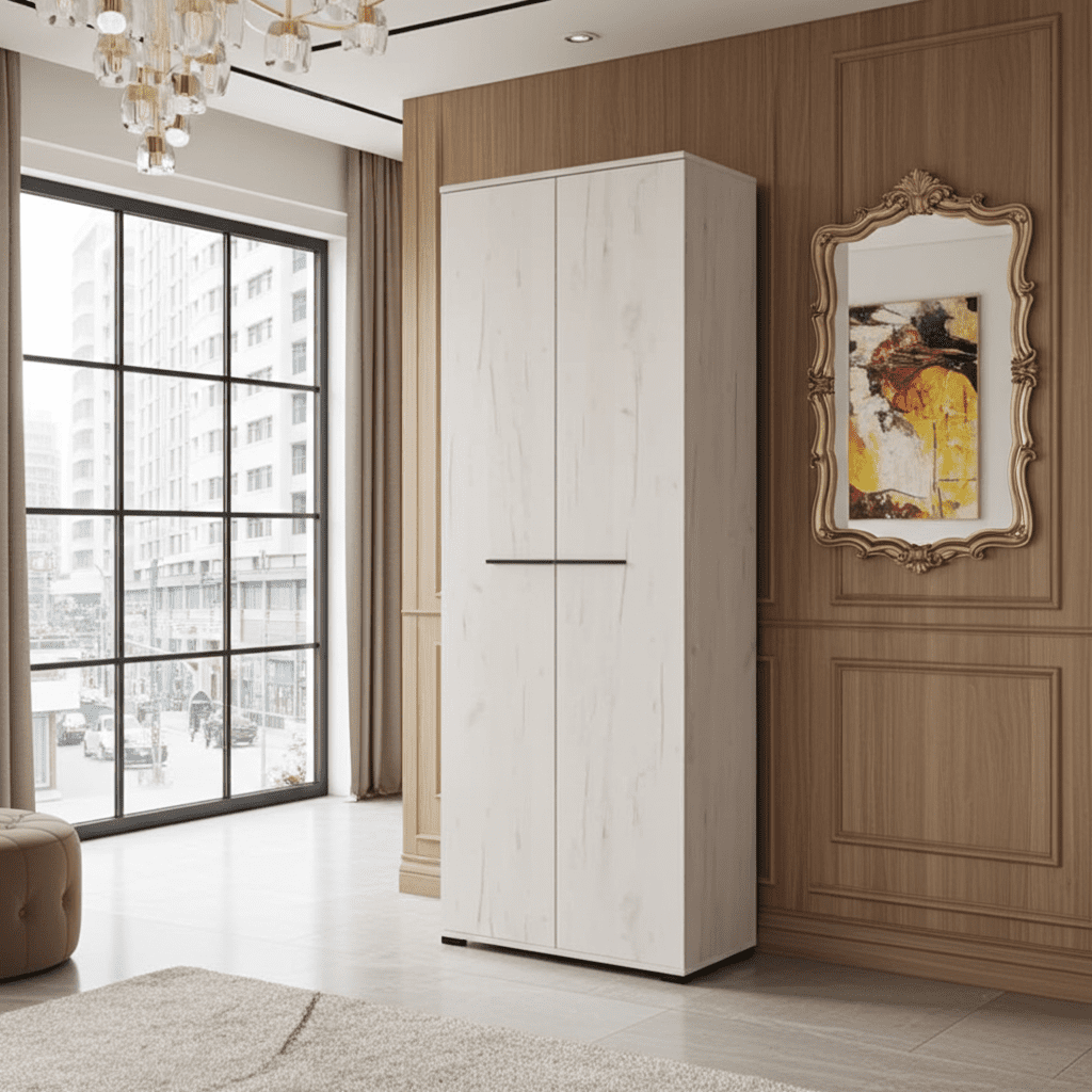 Lucerne light oak effect narrow two-door wardrobe
