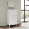 Madrid white gloss tall five-drawer chest on tapered legs