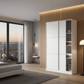 Madrid soft gloss white 120cm sliding door wardrobe with open shelves