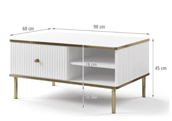 Maison White & Gold Coffee Table with Storage