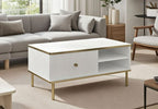Maison White & Gold Coffee Table with Storage