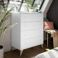 Martinelli arctic white four-drawer chest with wooden splayed legs