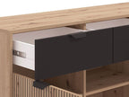 Martinique Slatted Oak & Black Sideboard – 3 Doors & 3 Drawers