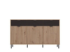Martinique Slatted Oak & Black Sideboard – 3 Doors & 3 Drawers
