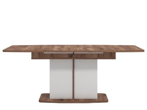 Merlot White Gloss & Warm Oak Extending Dining Table