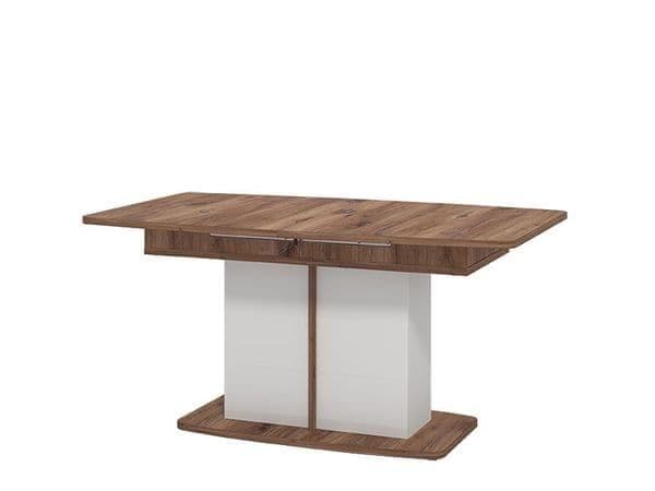 Merlot White Gloss & Warm Oak Extending Dining Table
