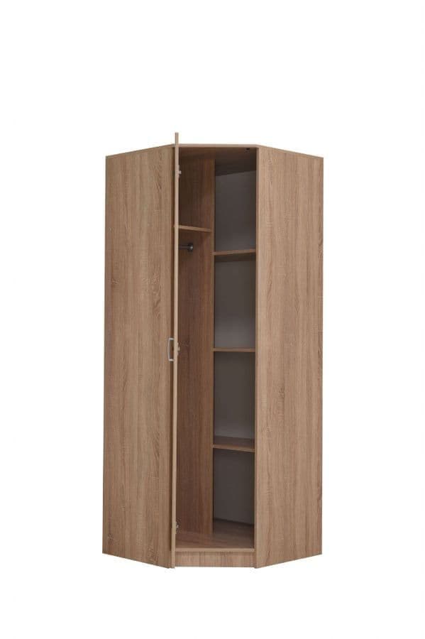 Miami Sonoma oak effect corner wardrobe with hanging rail and shelves
