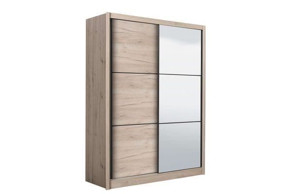 Navara oak effect 166cm two-door sliding wardrobe with full-length mirror