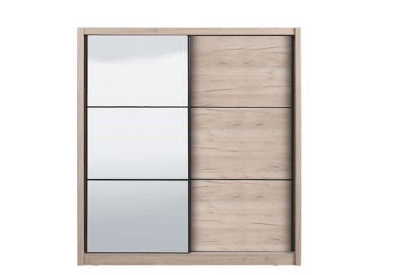 Navara oak effect 215cm two-door sliding wardrobe with full-length mirror