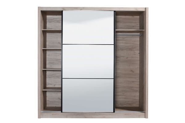 Navara oak effect 215cm two-door sliding wardrobe with full-length mirror