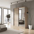 Navara oak effect 166cm two-door sliding wardrobe with full-length mirror