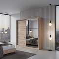 Navara oak effect 215cm two-door sliding wardrobe with full-length mirror