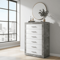 Pietra stone grey and white gloss six-drawer tallboy