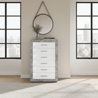 Pietra stone grey and white gloss six-drawer tallboy