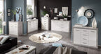 Pietra stone grey and white gloss six-drawer tallboy