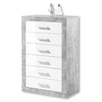 Pietra stone grey and white gloss six-drawer tallboy