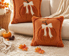 Plush Pumpkin Bow Cushion Cover Set – image 3