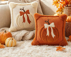 Plush Pumpkin Bow Cushion Cover Set – image 4