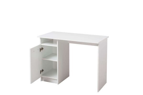 Reygo Matt White Computer Desk with Cupboard