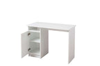 Reygo Matt White Computer Desk with Cupboard