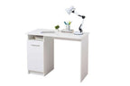 Reygo Matt White Computer Desk with Cupboard