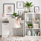 Reygo Matt White Computer Desk with Cupboard