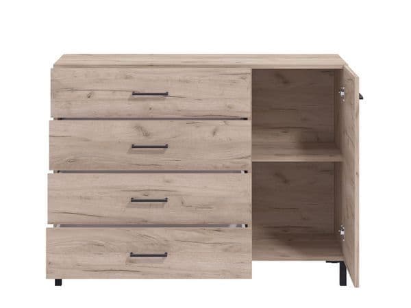 Romero Oak Effect Sideboard – 4 Drawers & Cupboard