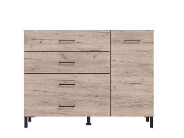 Romero Oak Effect Sideboard – 4 Drawers & Cupboard