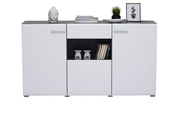 Royce White Gloss Wide 3-Door Sideboard