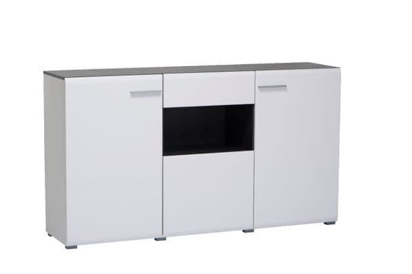 Royce White Gloss Wide 3-Door Sideboard