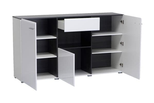 Royce White Gloss Wide 3-Door Sideboard