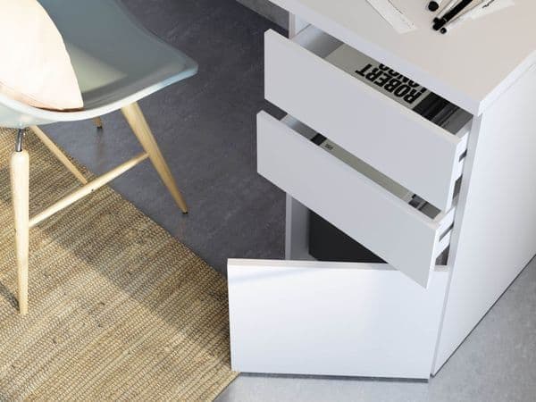 Sacramento Arctic White Office Desk with Cupboard & Drawers