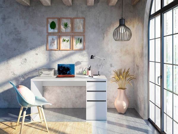 Sacramento Arctic White Office Desk with Cupboard & Drawers