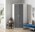 Santino grey high gloss and white corner wardrobe