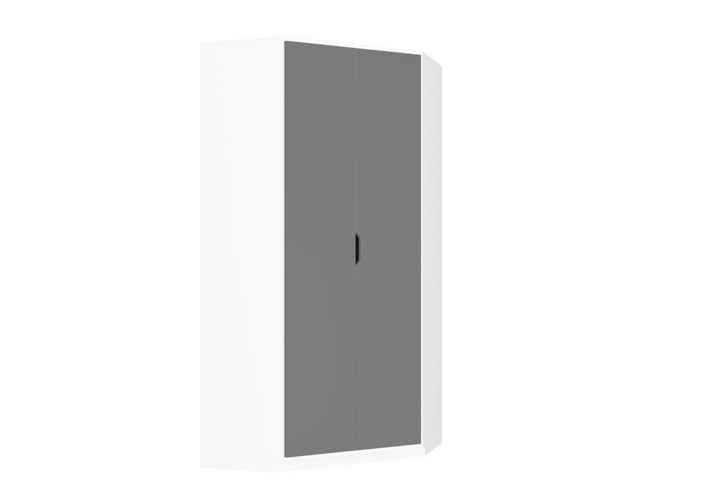 Santino grey high gloss and white corner wardrobe