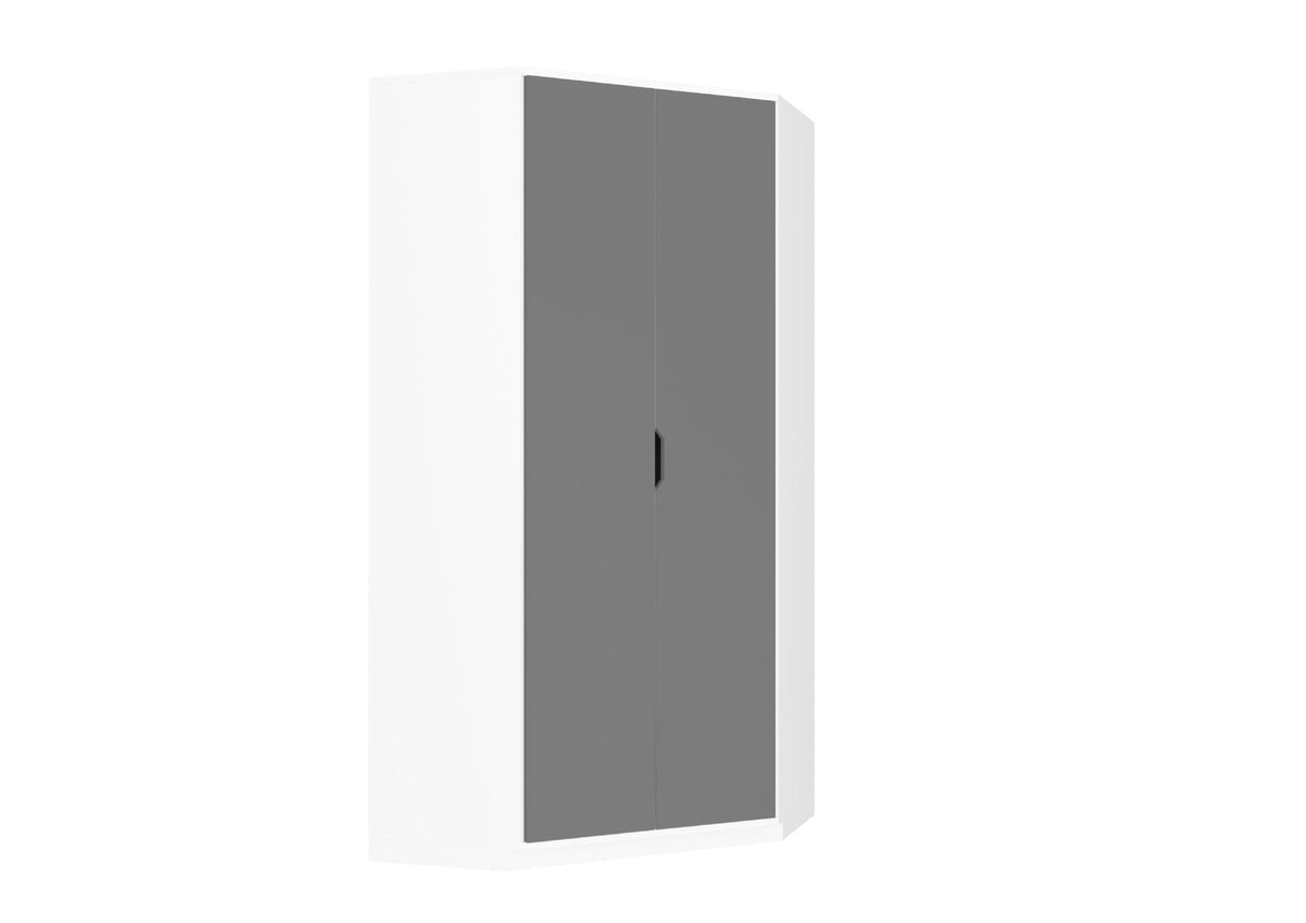 Santino grey high gloss and white corner wardrobe