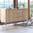 Santino Sonoma oak effect wide sideboard with two doors and three drawers