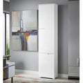 Santino tall narrow white gloss three-door storage cabinet