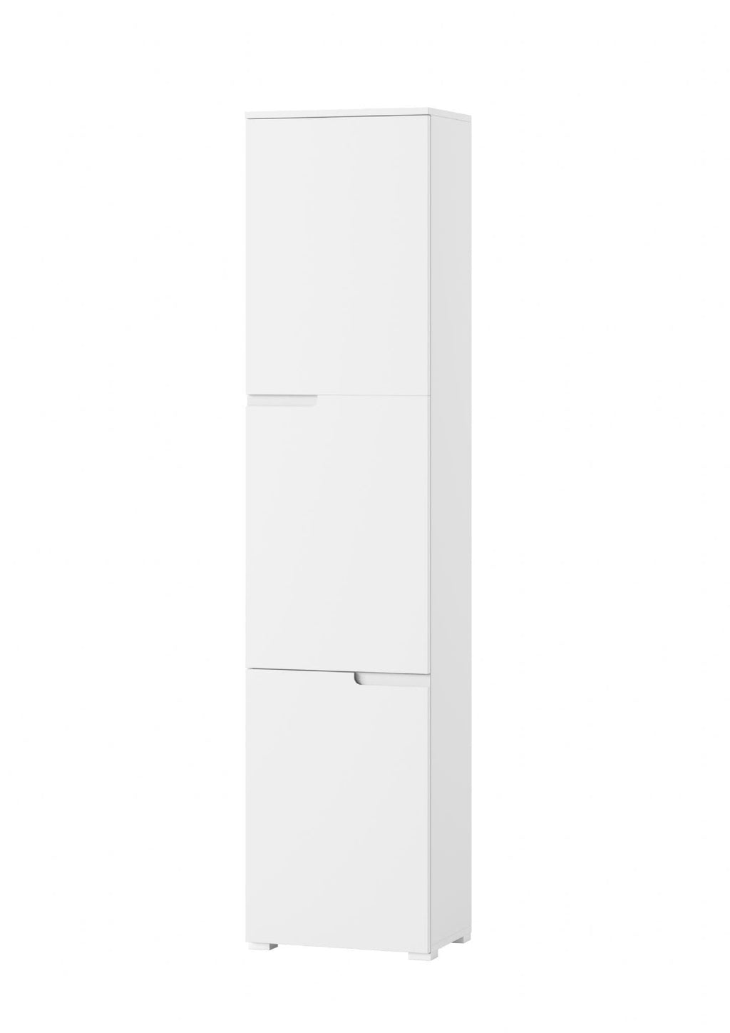 Santino tall narrow white gloss three-door storage cabinet