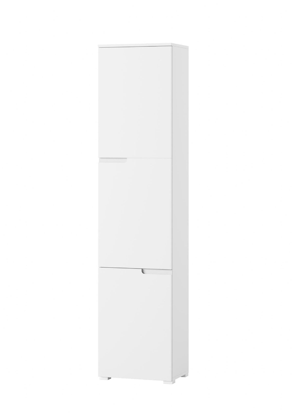 Santino tall narrow white gloss three-door storage cabinet