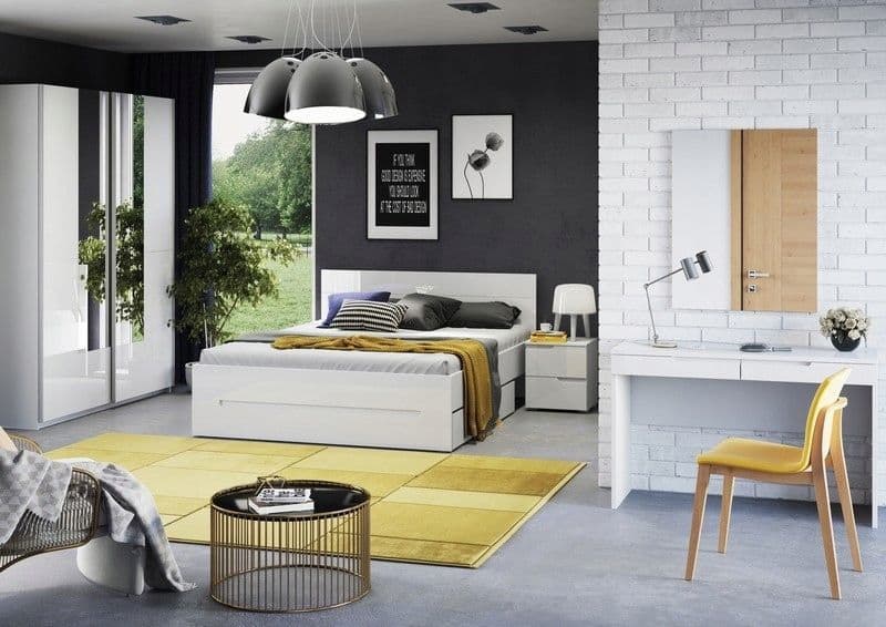 Santino white gloss two-drawer dressing table and desk