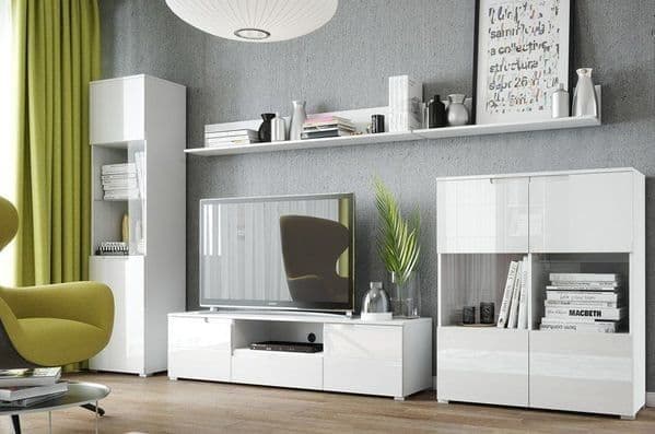 Santino white gloss display cabinet with glass display windows