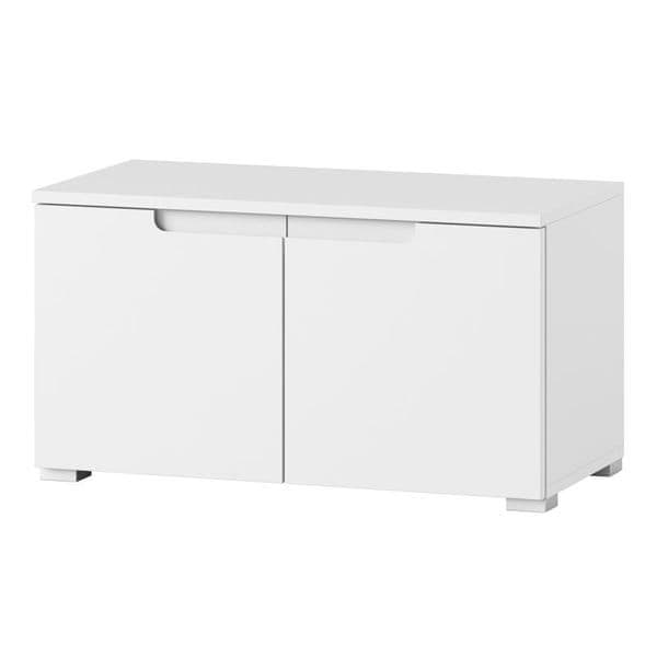 Santino white gloss low hallway storage cupboard with two doors