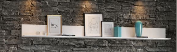Santino white gloss long floating wall shelf