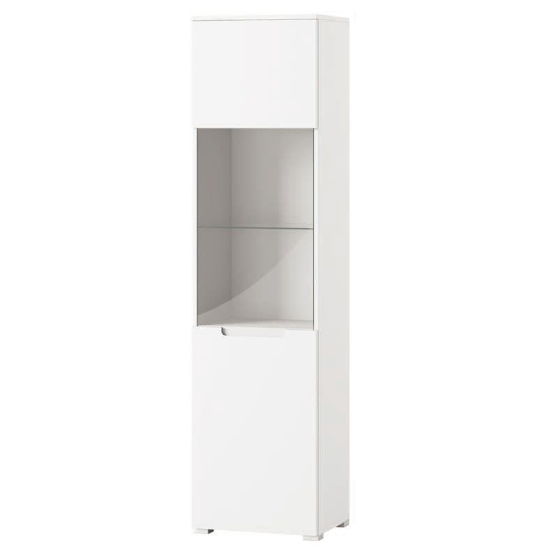 Santino white gloss tall display unit with glass door