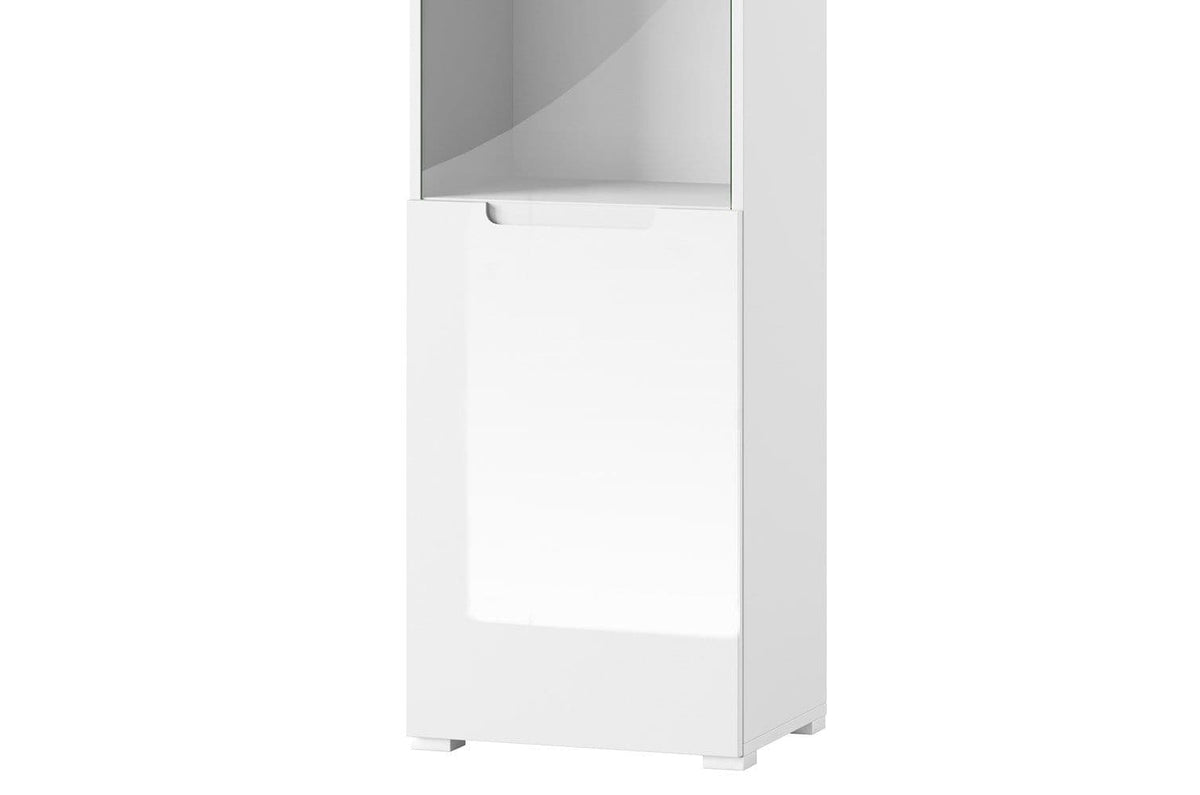 Santino white gloss tall display unit with glass door